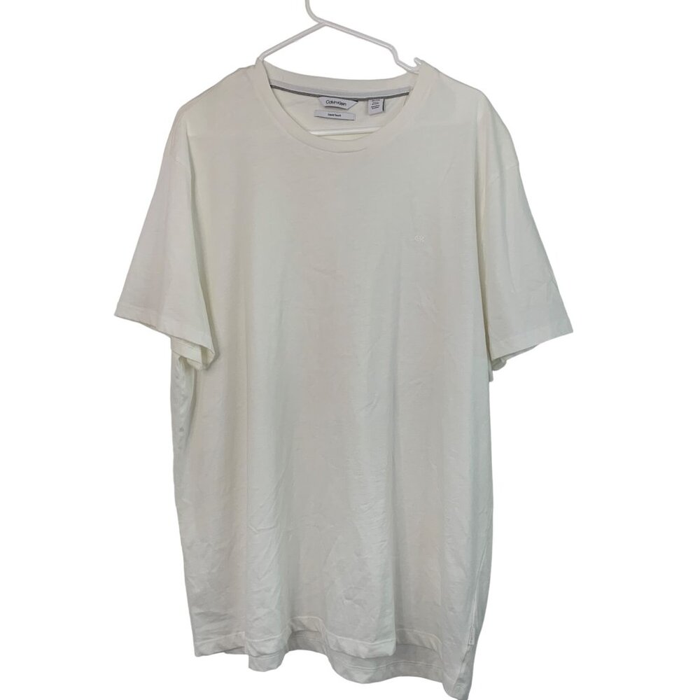 Calvin Klein Liquid Touch Mens T-Shirt XXL White 100% Cotton Crew Neck 7852
